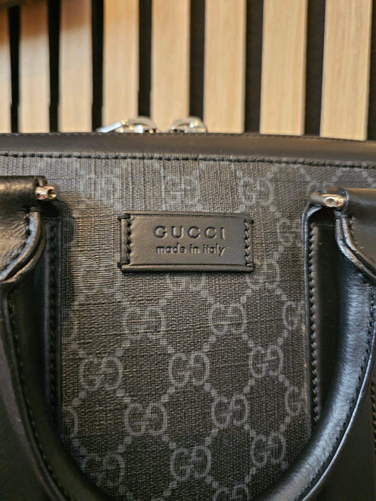 Gucci briefcase, GG supreme, black.