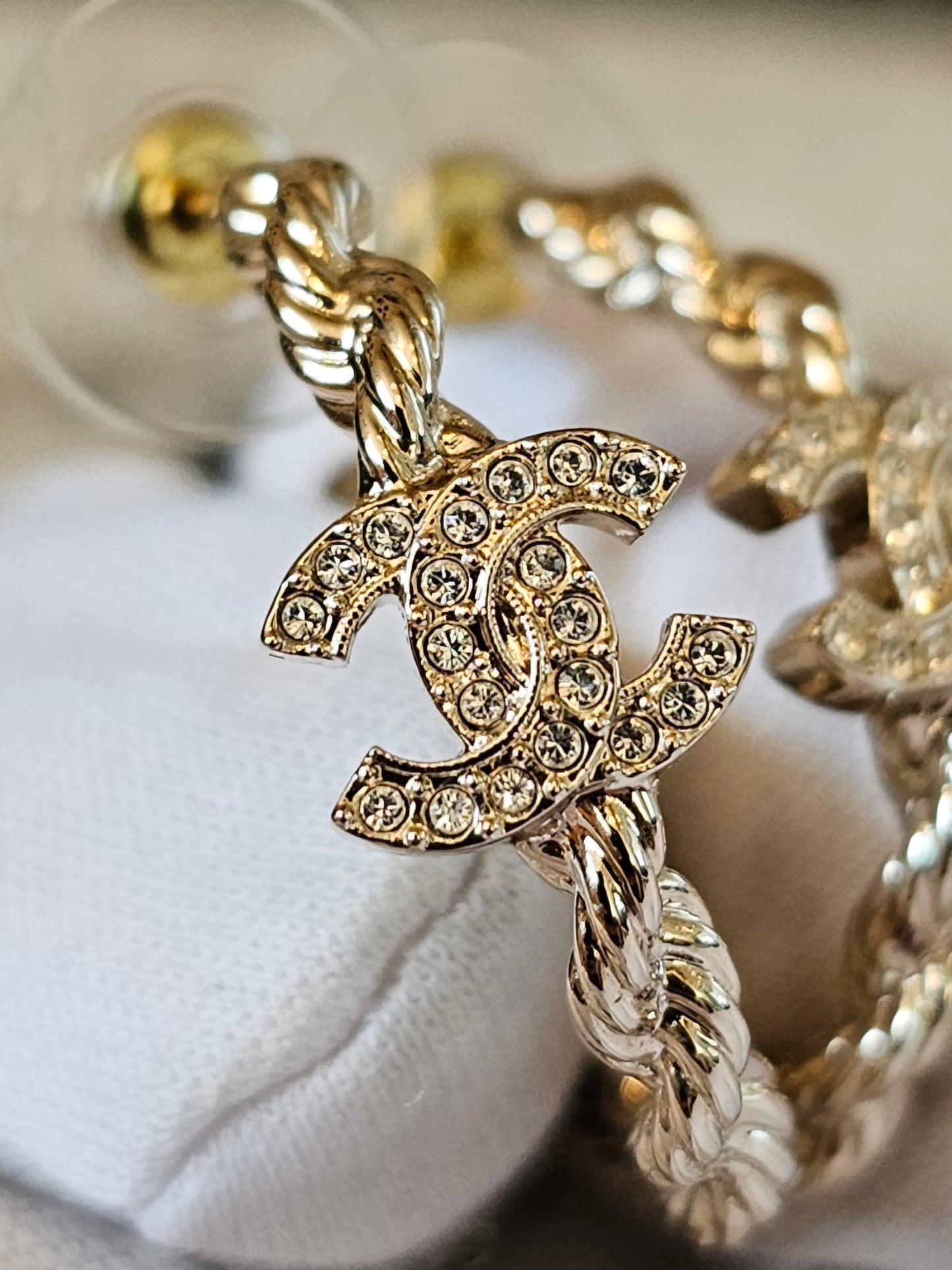 ABH176 - Chanel Earrings, small golden hoops.