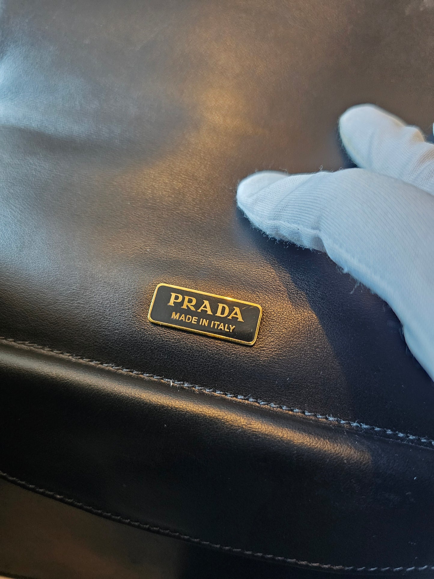 Prada Cahier bag animalier, black saffiano leather.