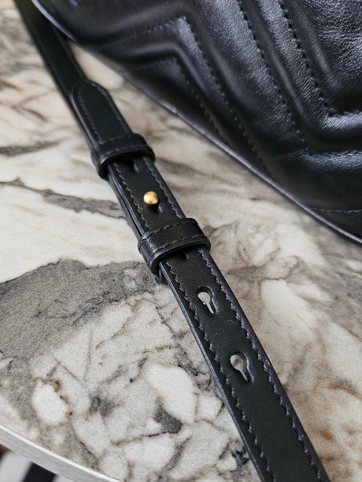447632- Gucci GG marmont camera bag. Black - GHW.