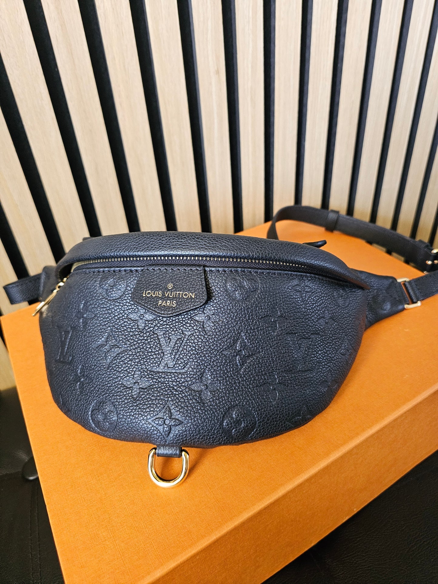 M44812- Louis Vuitton Bumbag in Monogram, black empreinte leather.