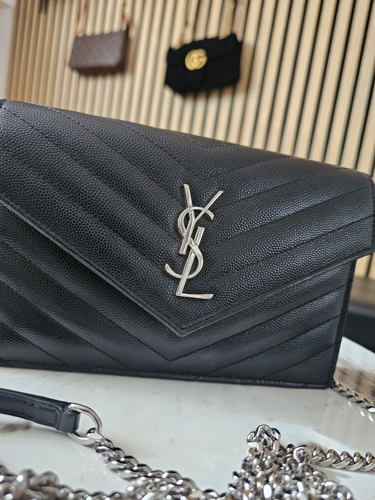 YSL - Envelope Chain wallet, black - SHW.