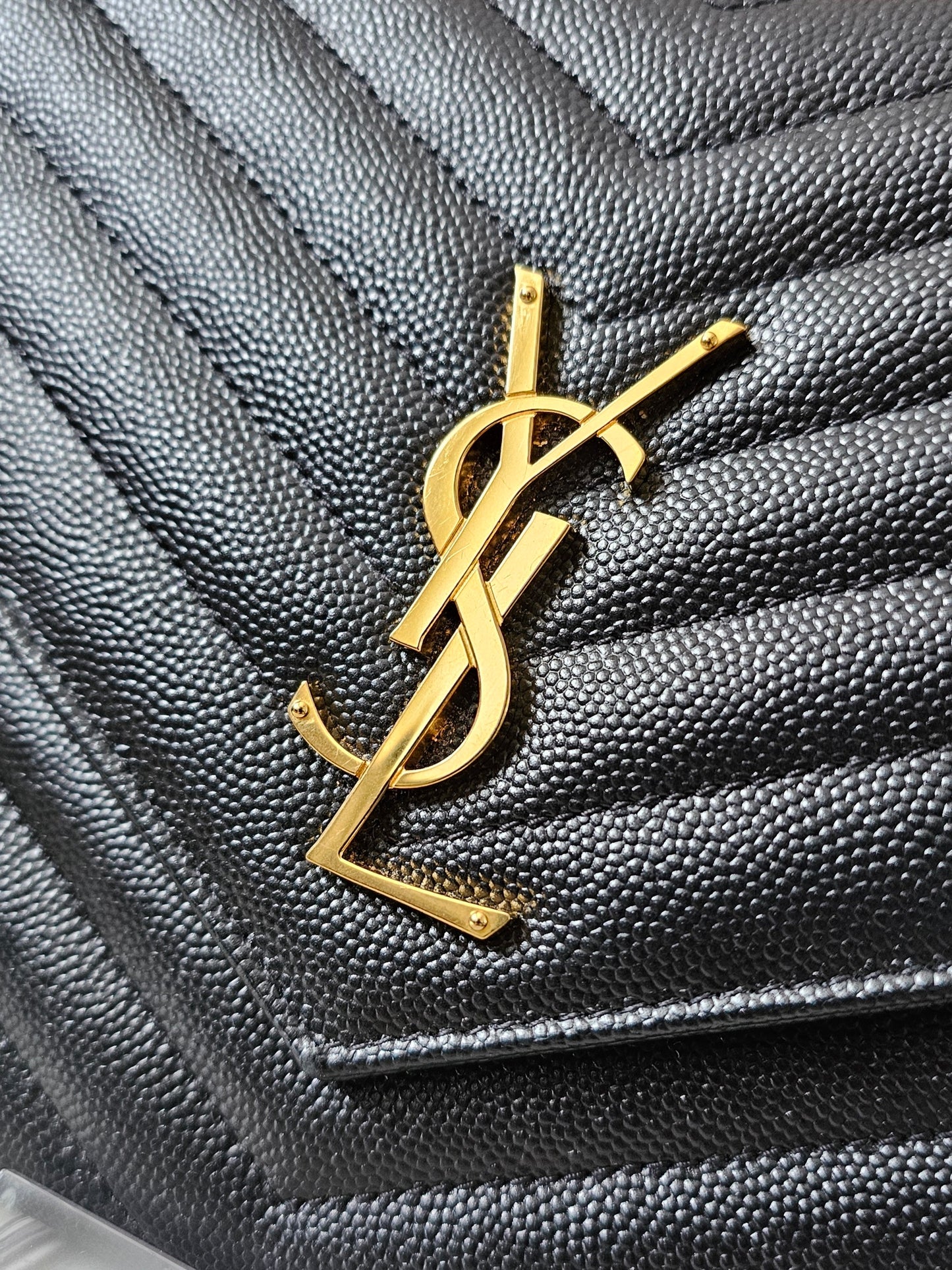 YSL Cassandre clutch, black GHW.