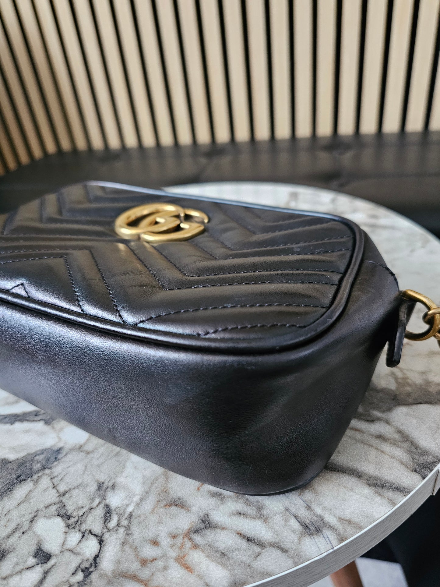 447632- Gucci GG marmont camera bag. Black - GHW.
