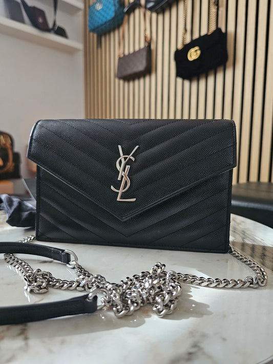 YSL - Envelope Chain wallet, black - SHW.