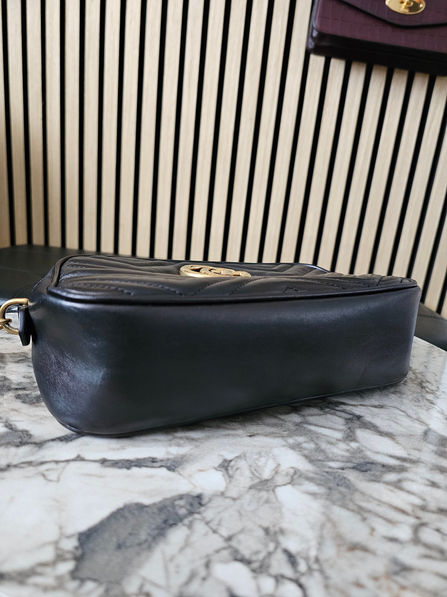 447632- Gucci GG marmont camera bag. Black - GHW.