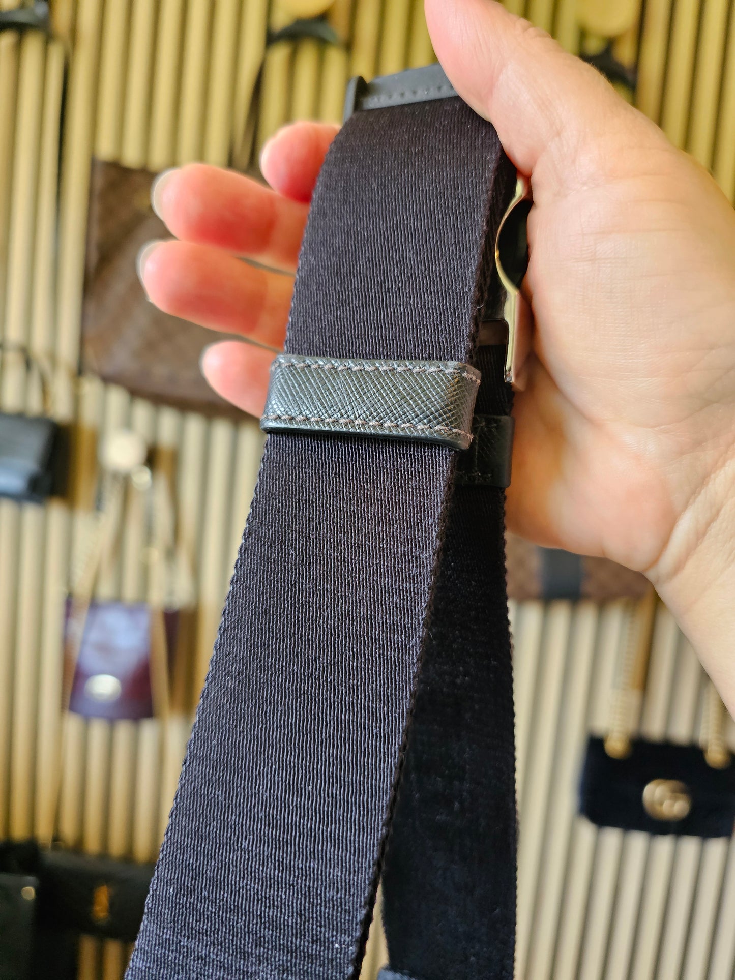 Prada belt bag black, re-nylon- saffiano leather.