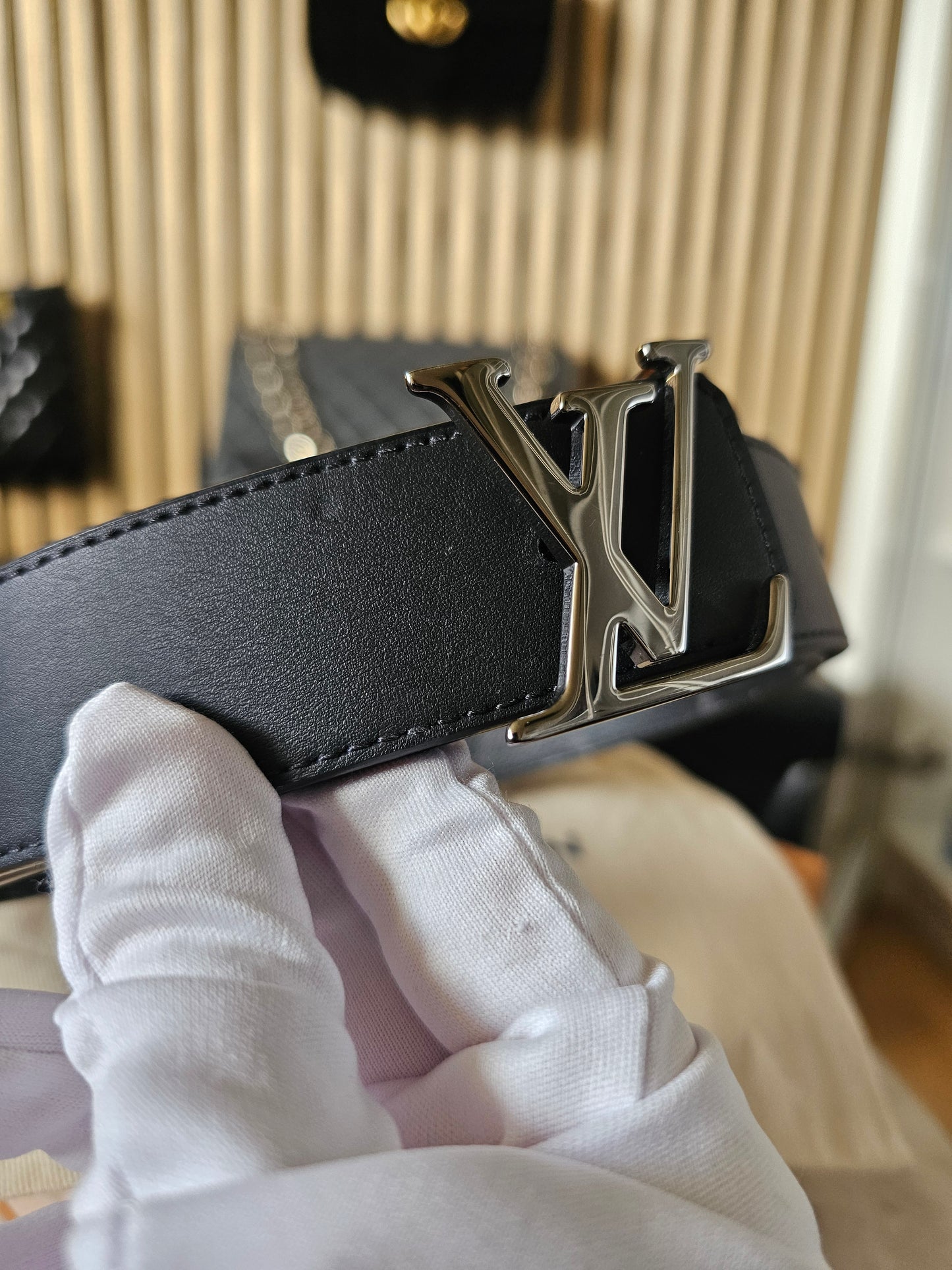 M0450- Louis Vuitton reversible belt, black - Monogram eclipse kanvas.