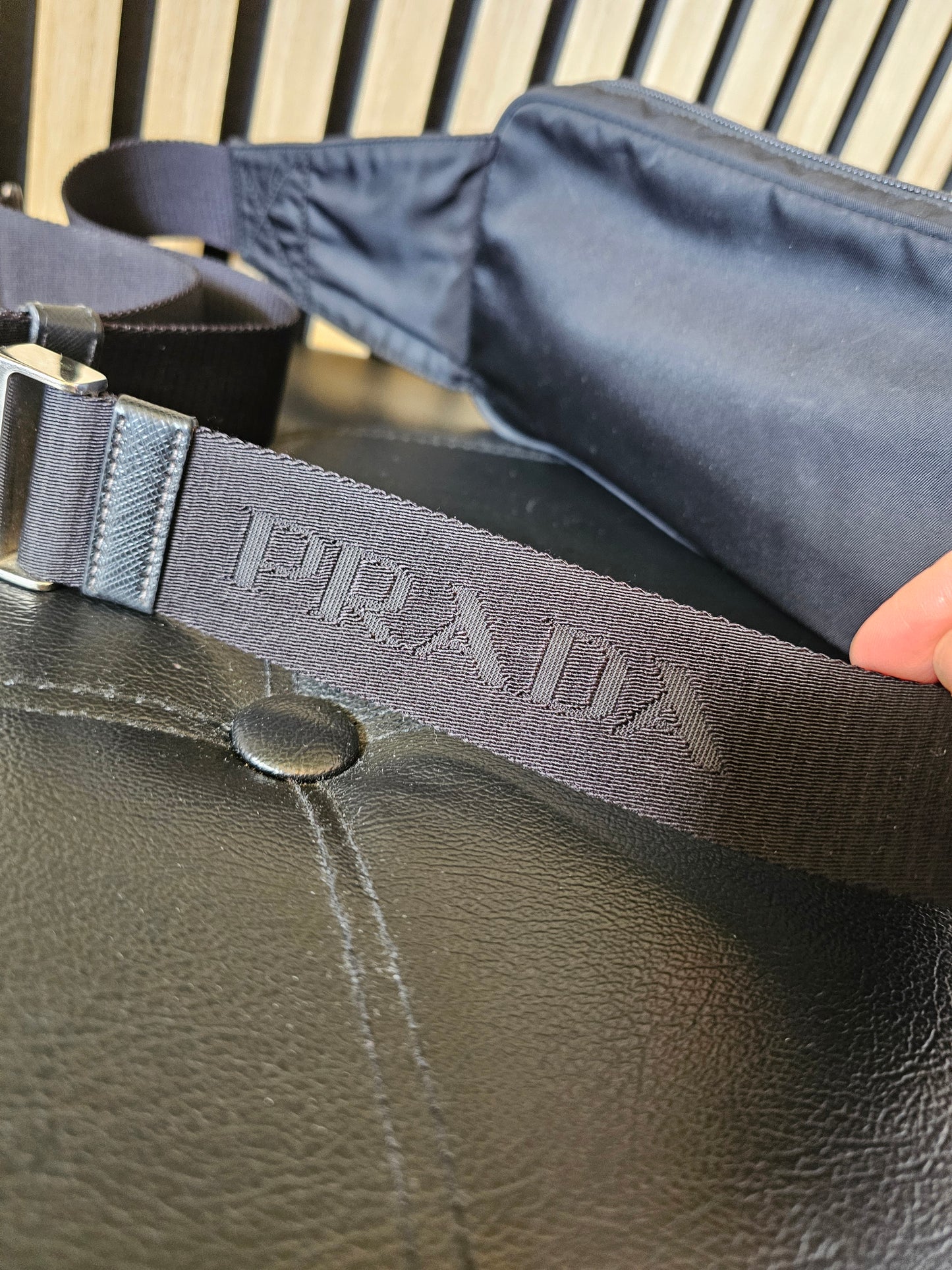 Prada belt bag black, re-nylon- saffiano leather.