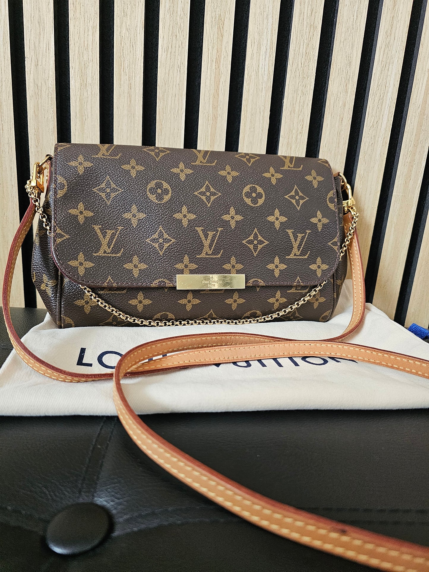 M40718 - Louis Vuitton Favorite MM bag, MNG. Kanvas.