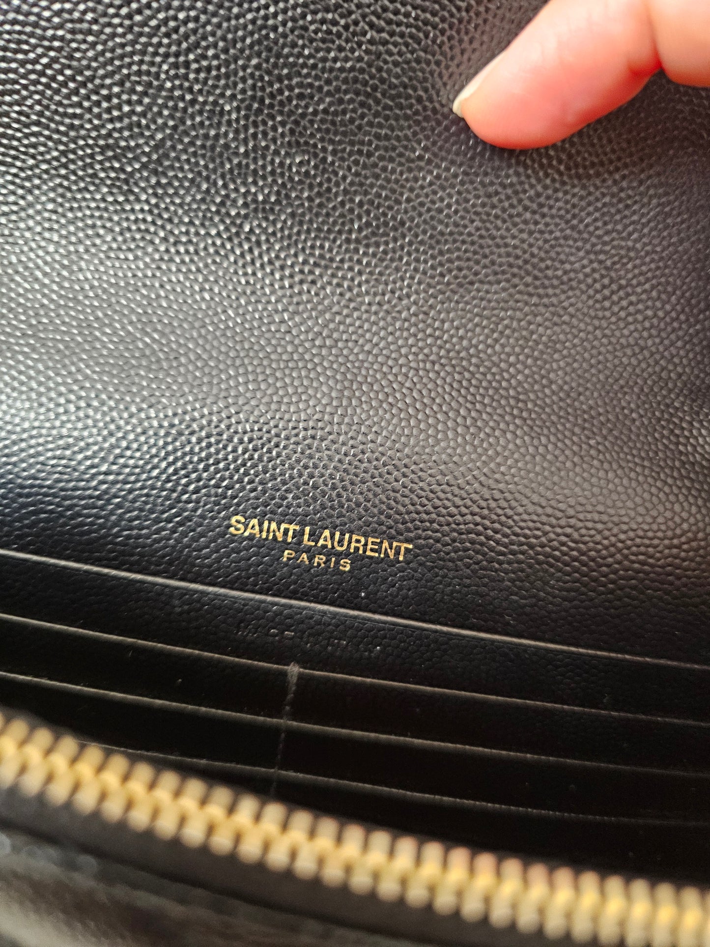 Ysl Cassandre envelope Chain wallet, black with - GHW.