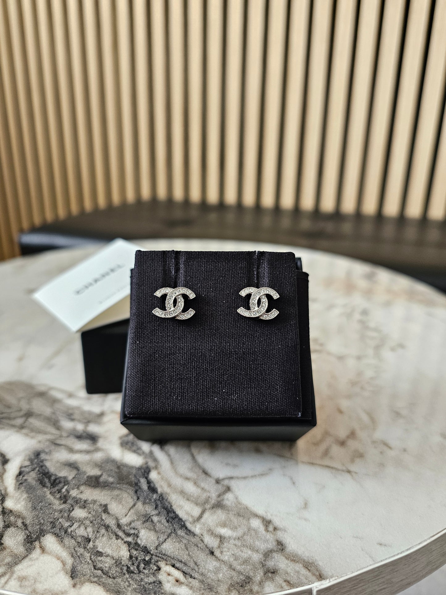 ABE100 - Chanel silver earrings with crystals - small.