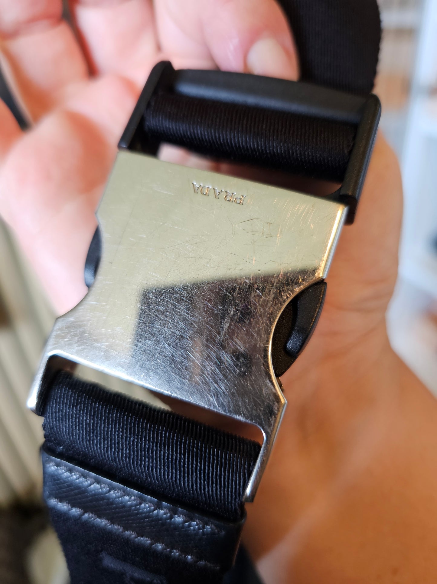 Prada belt bag black, re-nylon- saffiano leather.