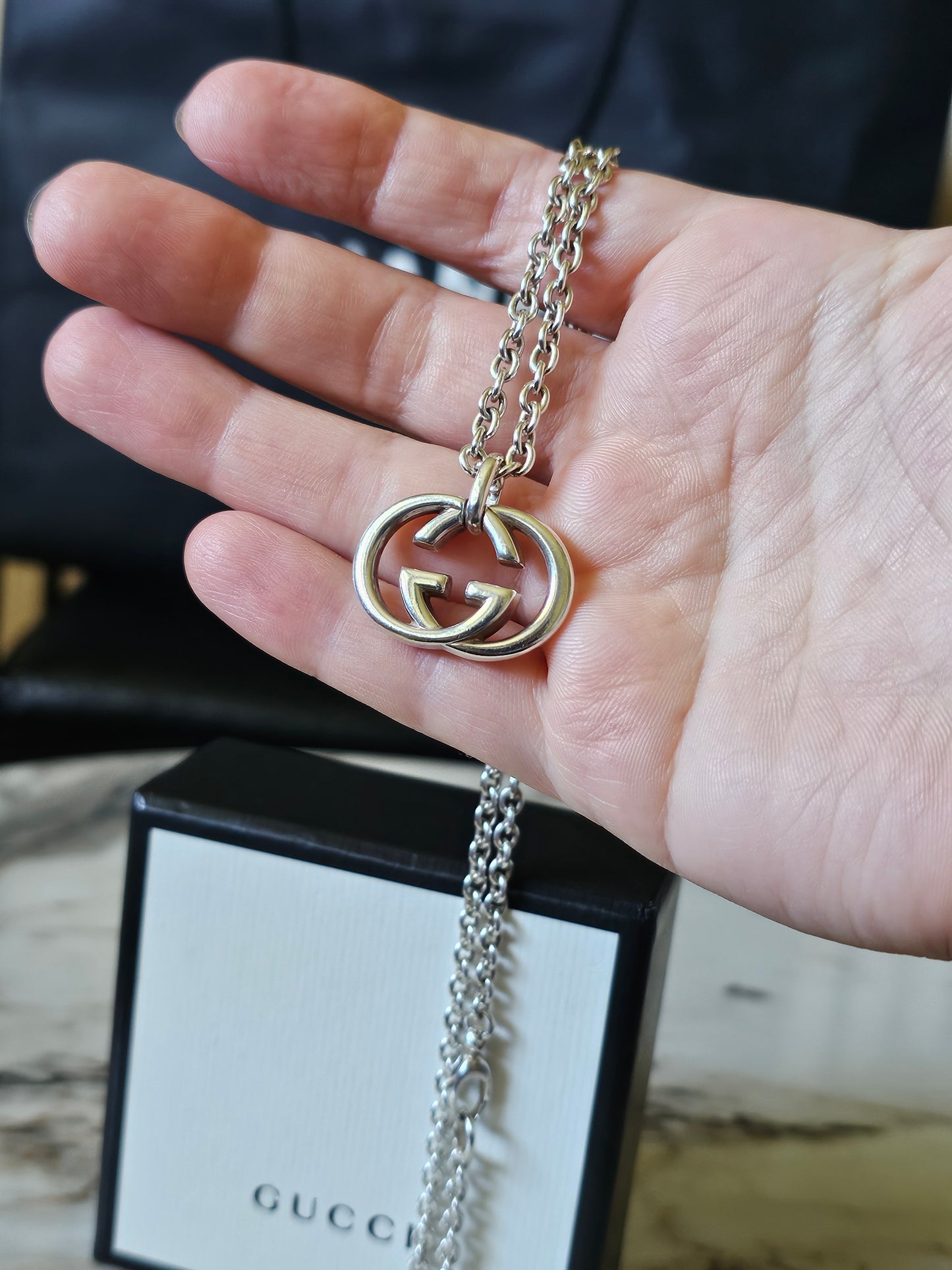 Gucci halskæde GG interlocking silver.