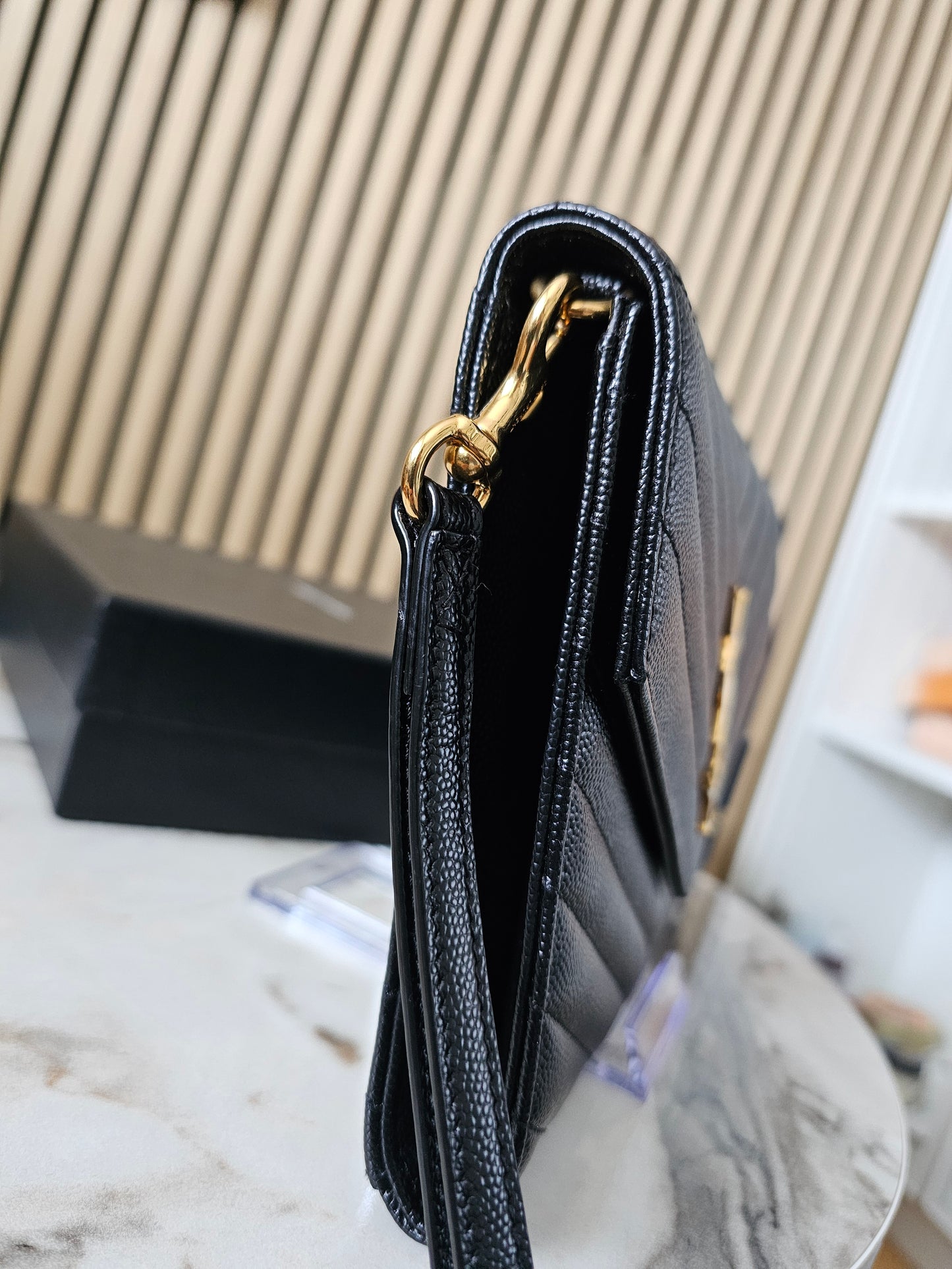 YSL Cassandre clutch, black GHW.