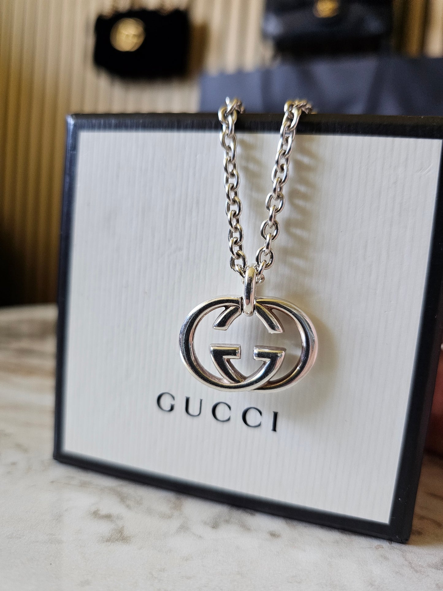 Gucci halskæde GG interlocking silver.
