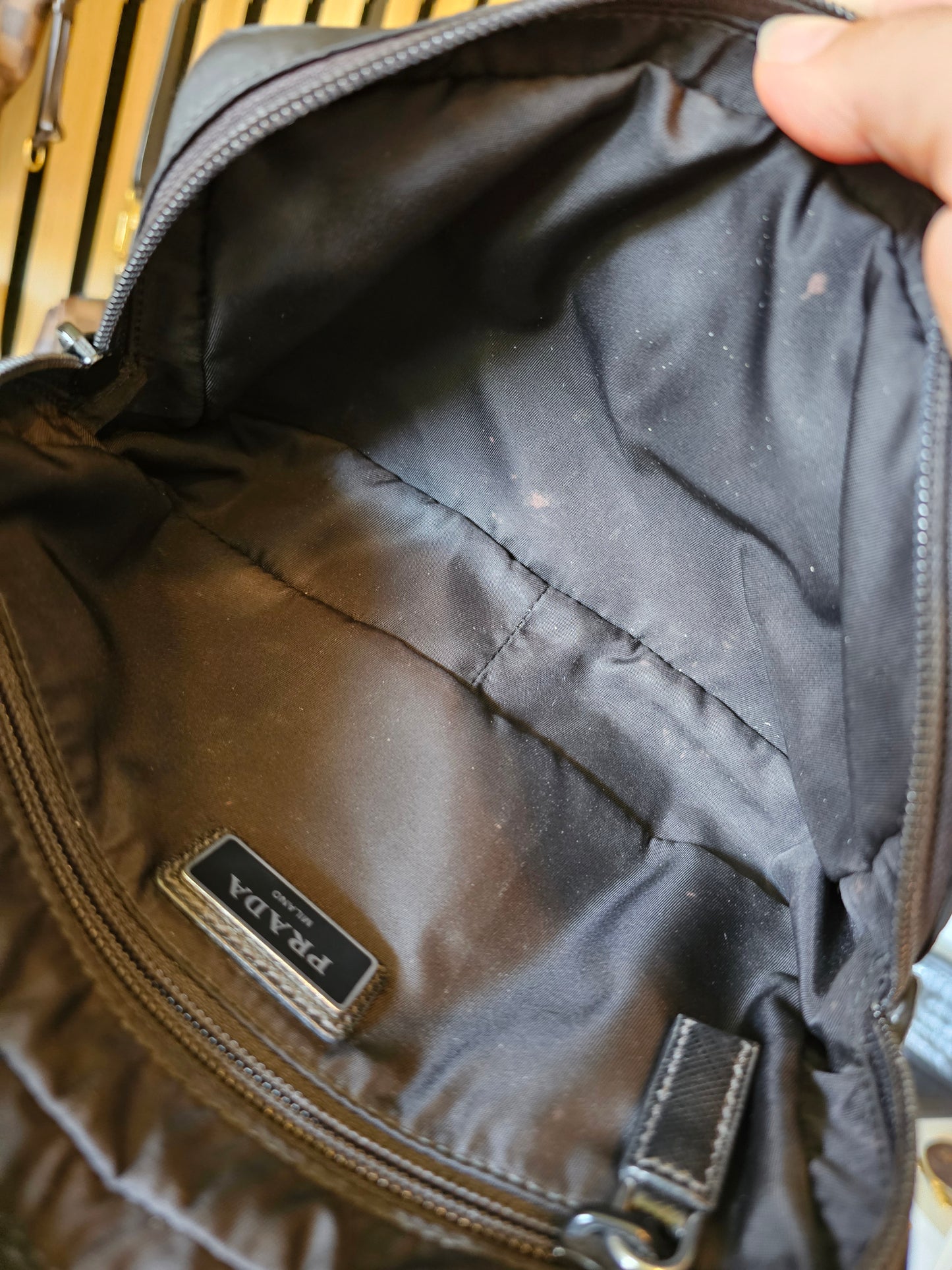 Prada belt bag black, re-nylon- saffiano leather.