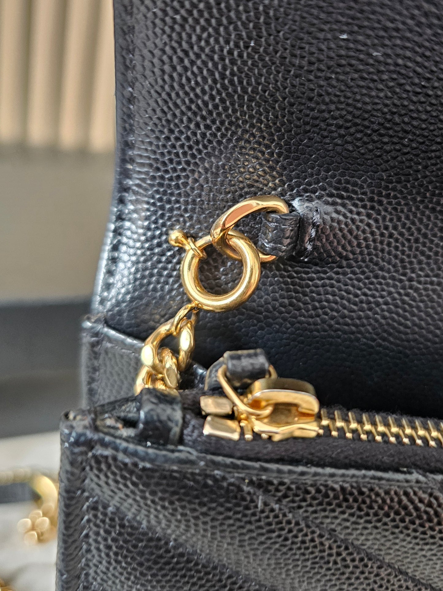 Ysl Cassandre envelope Chain wallet, black with - GHW.