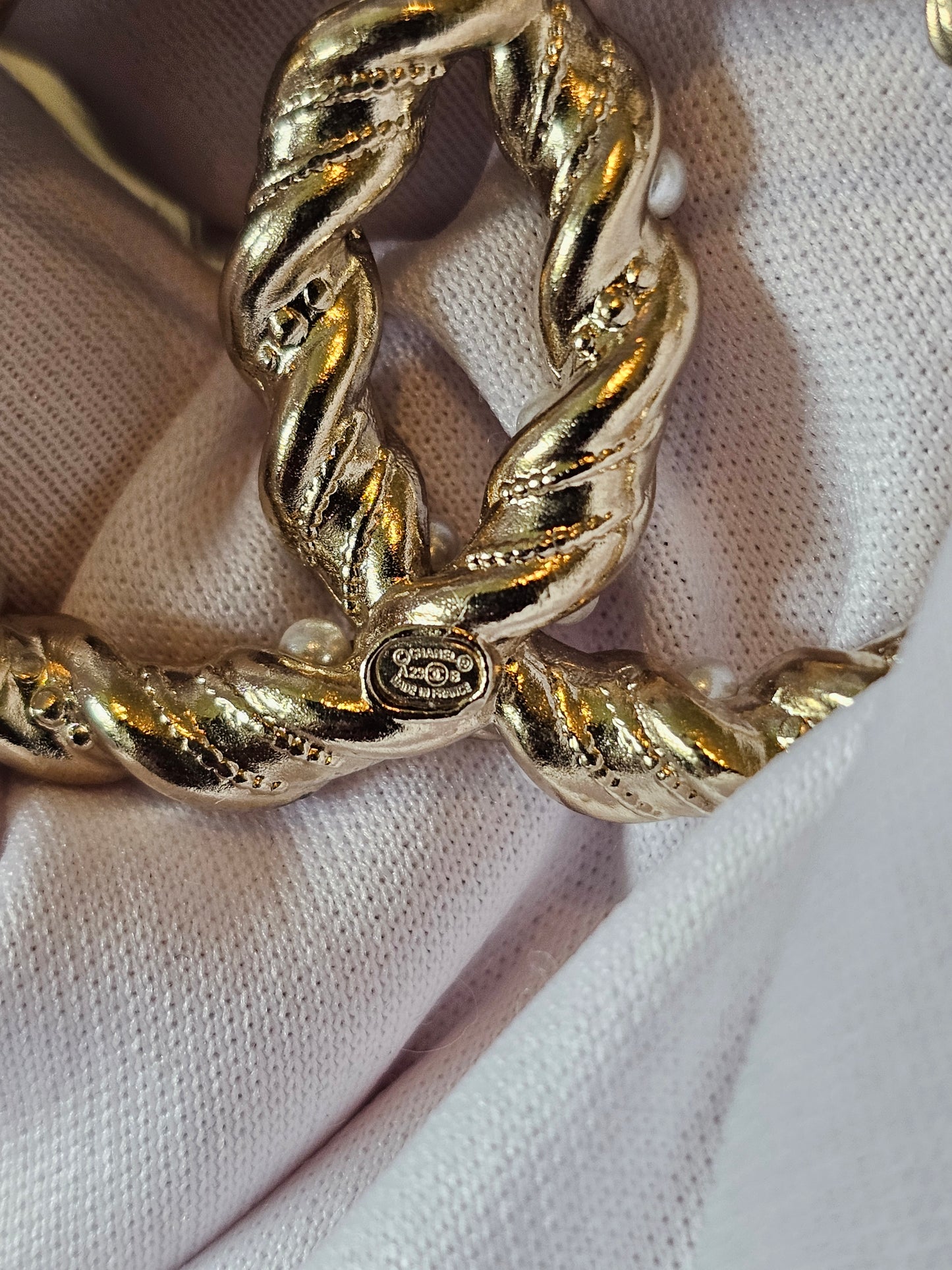 Chanel golden broche with pearls and stones