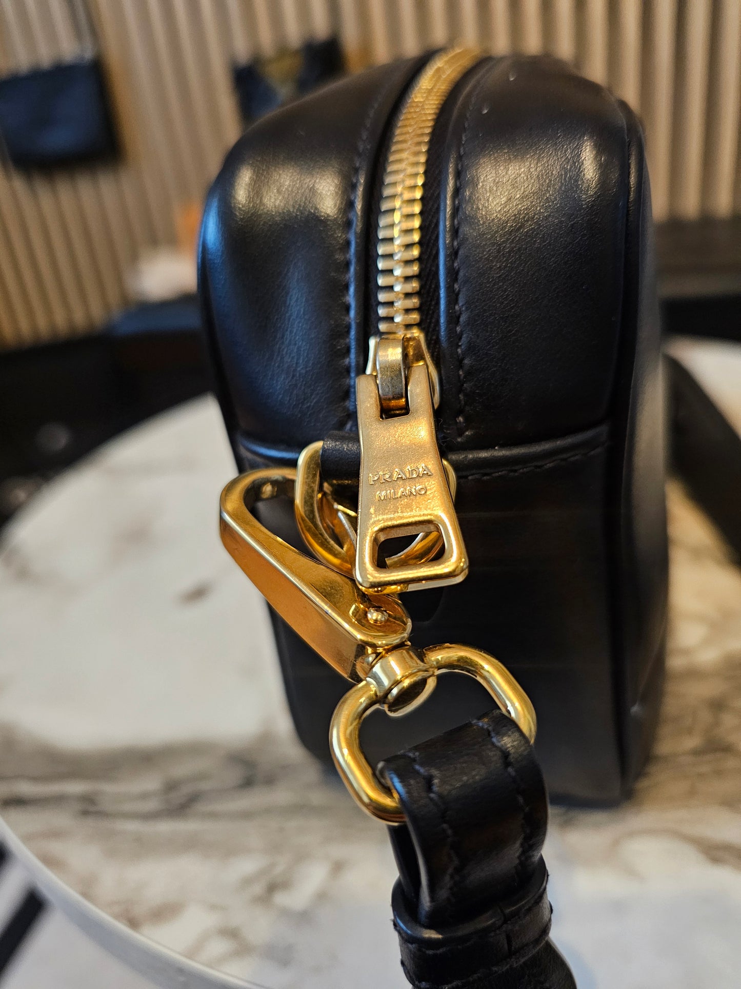 Prada Mirage Camera bag - black, saffiano leather.