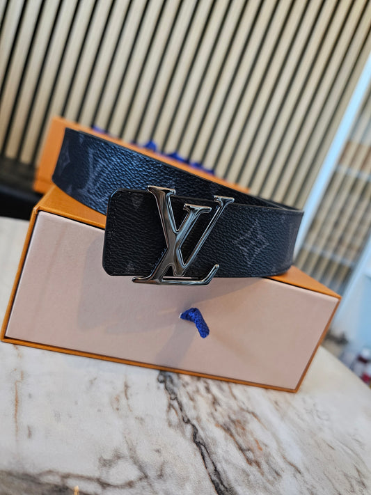 M0450- Louis Vuitton reversible belt, black - Monogram eclipse kanvas.