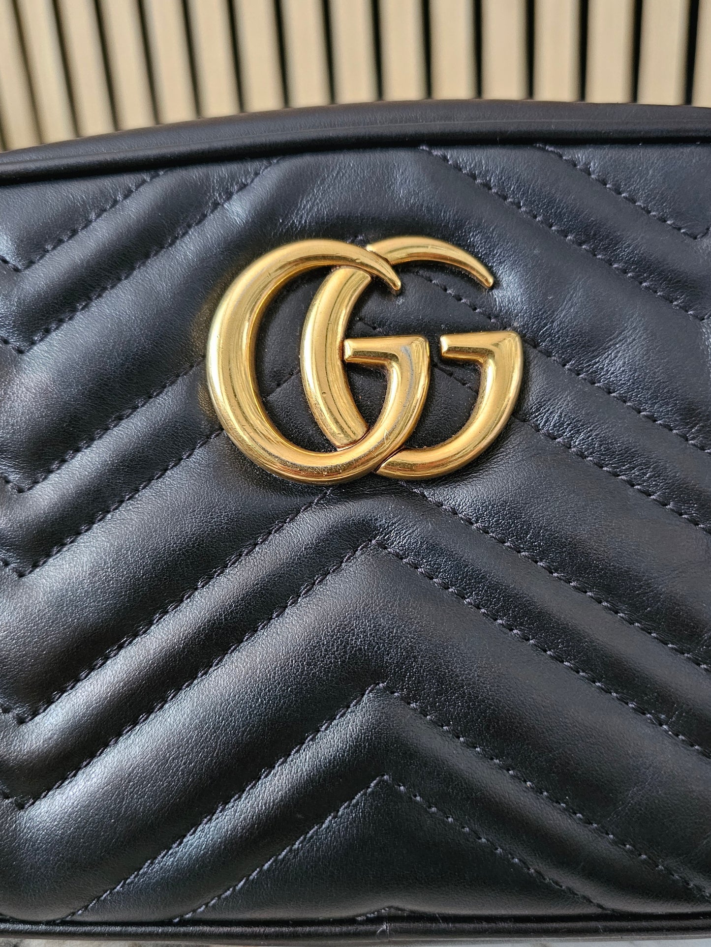 447632- Gucci GG marmont camera bag. Black - GHW.