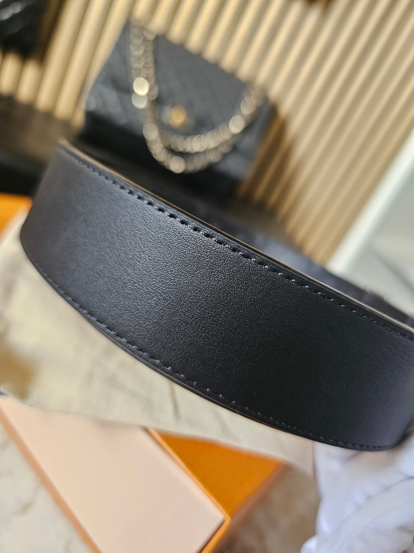 M0450- Louis Vuitton reversible belt, black - Monogram eclipse kanvas.