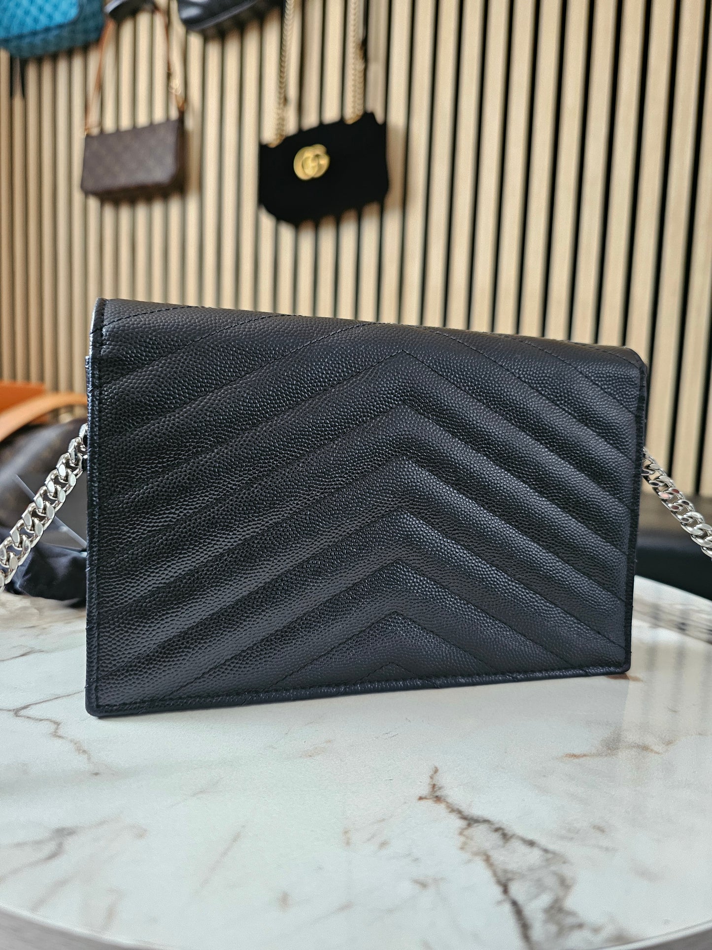 YSL - Envelope Chain wallet, black - SHW.