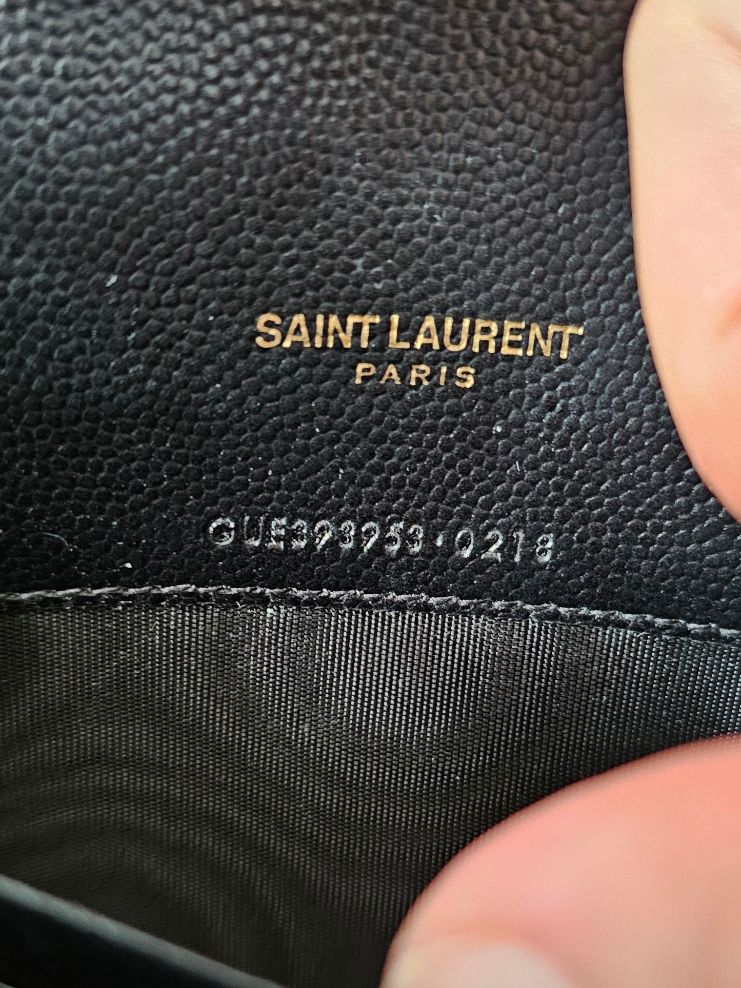 Ysl Cassandre envelope Chain wallet, black with - GHW.