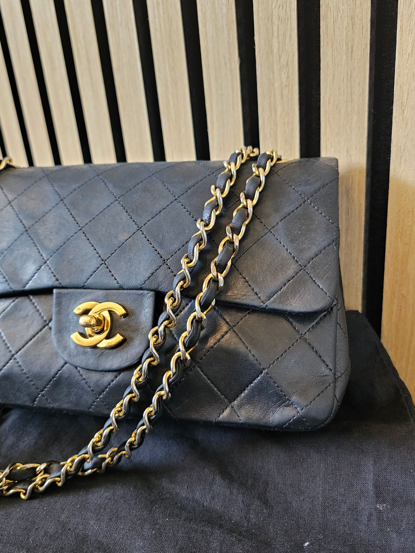 Chanel Classic double flap, small, GHW, lambskin - Black.