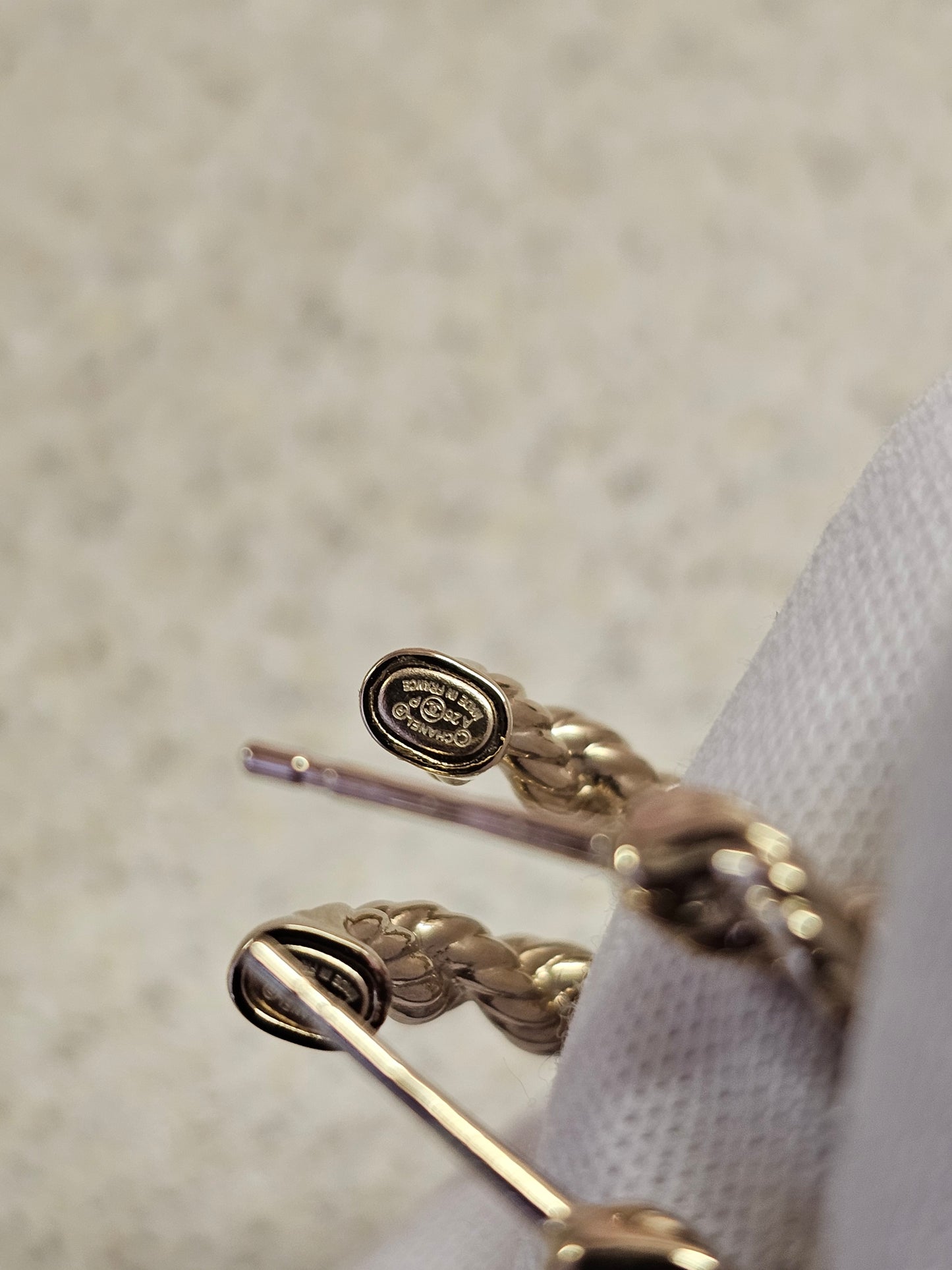 ABH176 - Chanel Earrings, small golden hoops.