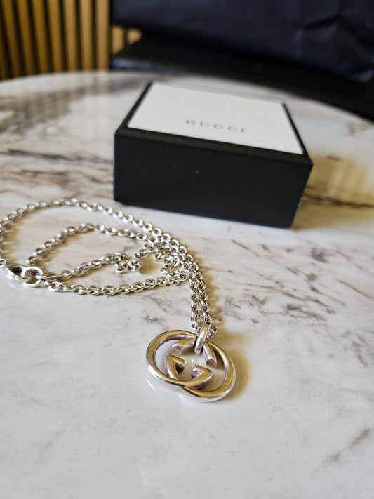 Gucci halskæde GG interlocking silver.