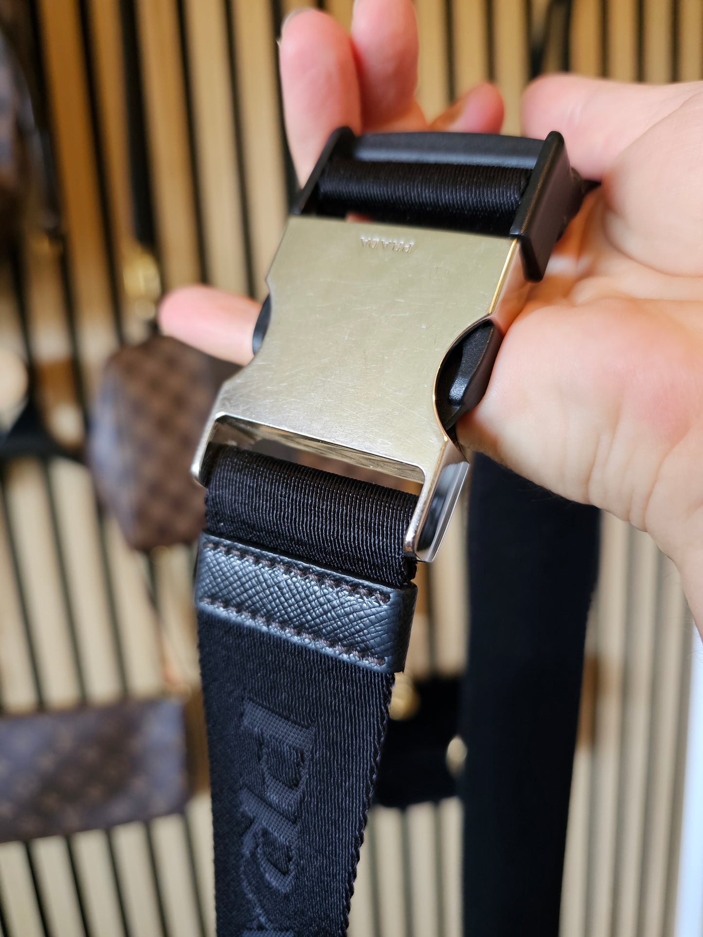 Prada belt bag black, re-nylon- saffiano leather.